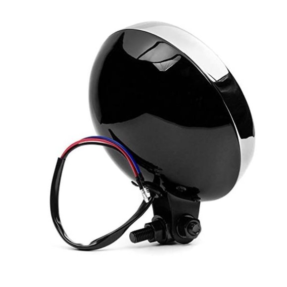 6" Black w/Chrome Ring Motorcycle Headlight Bottom Mount Running Light Hi/Lo - Picture 4 of 4